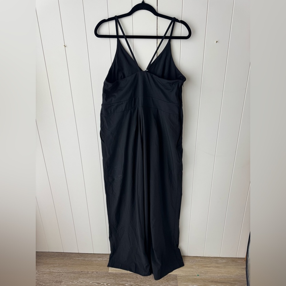 Halara Plus Size Black Wide-Leg Sleeveless Jumpsuit 1X V-Neck Strappy Pockets - Picture 9 of 10